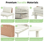Élégant ensemble de canapé de patio modulaire demi-lune 8 pièces avec tables basses hautes et basses