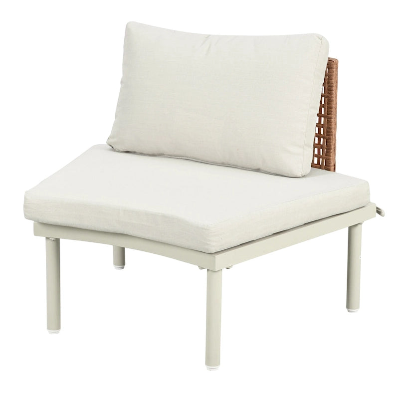Élégant ensemble de canapé de patio modulaire demi-lune 8 pièces avec tables basses hautes et basses