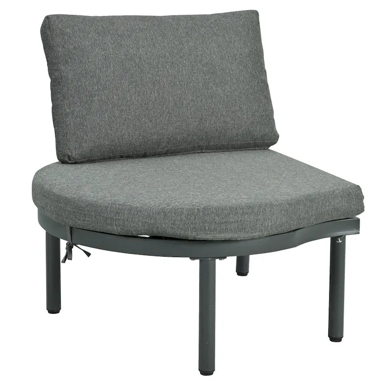Élégant ensemble de canapé de patio modulaire demi-lune 8 pièces avec tables basses hautes et basses