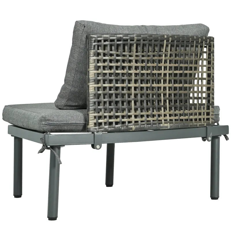 Élégant ensemble de canapé de patio modulaire demi-lune 8 pièces avec tables basses hautes et basses