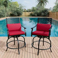Lot de 2 tabourets de bar de terrasse avec accoudoirs et dossier