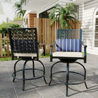 Lot de 2 tabourets de bar de terrasse avec accoudoirs et dossier
