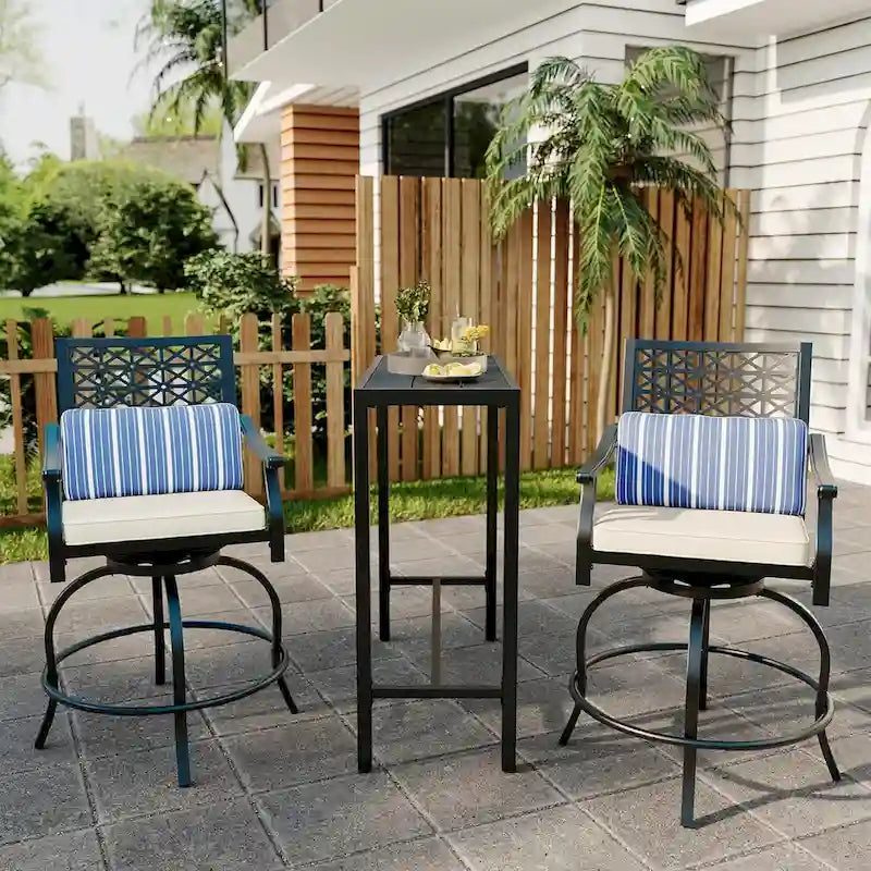Lot de 2 tabourets de bar de terrasse avec accoudoirs et dossier