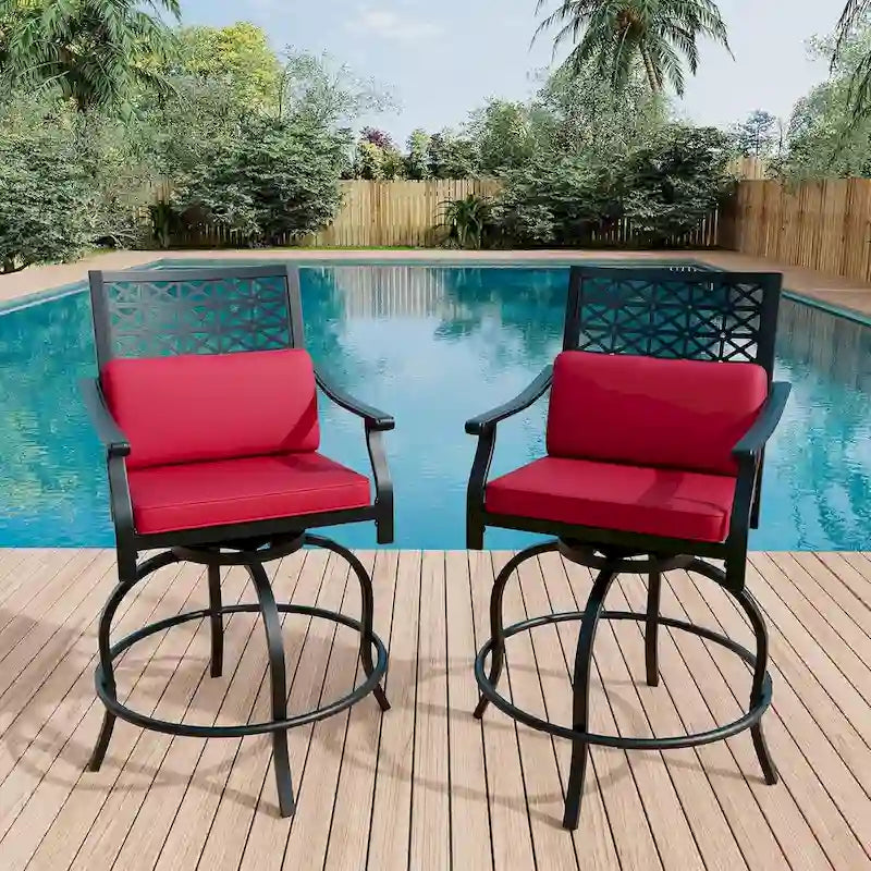 Lot de 2 tabourets de bar de terrasse avec accoudoirs et dossier