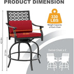 Lot de 2 tabourets de bar de terrasse avec accoudoirs et dossier