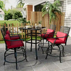 Lot de 2 tabourets de bar de terrasse avec accoudoirs et dossier