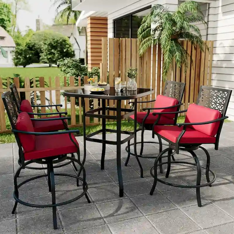 Lot de 2 tabourets de bar de terrasse avec accoudoirs et dossier
