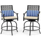 Lot de 2 tabourets de bar de terrasse avec accoudoirs et dossier