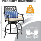 Lot de 2 tabourets de bar de terrasse avec accoudoirs et dossier
