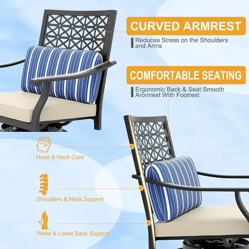 Lot de 2 tabourets de bar de terrasse avec accoudoirs et dossier