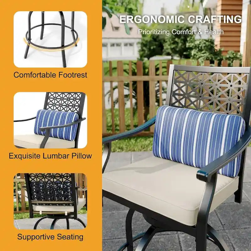 Lot de 2 tabourets de bar de terrasse avec accoudoirs et dossier
