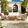 Ensemble de mobilier de patio 4 pièces en résine tressée de 72,1 pouces de large avec fauteuils pivotants