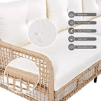 Ensemble de mobilier de patio 4 pièces en résine tressée de 72,1 pouces de large avec fauteuils pivotants