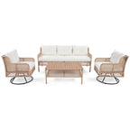 Ensemble de mobilier de patio 4 pièces en résine tressée de 72,1 pouces de large avec fauteuils pivotants