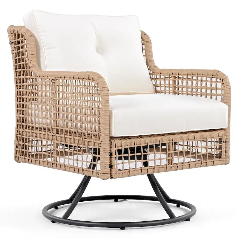 Ensemble de mobilier de patio 4 pièces en résine tressée de 72,1 pouces de large avec fauteuils pivotants