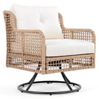 Ensemble de mobilier de patio 4 pièces en résine tressée de 72,1 pouces de large avec fauteuils pivotants