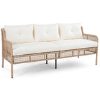 Ensemble de mobilier de patio 4 pièces en résine tressée de 72,1 pouces de large avec fauteuils pivotants