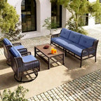 Ensemble de mobilier de patio 4 pièces en résine tressée de 72,1 pouces de large avec fauteuils pivotants
