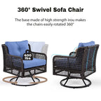 Ensemble de mobilier de patio 4 pièces en résine tressée de 72,1 pouces de large avec fauteuils pivotants