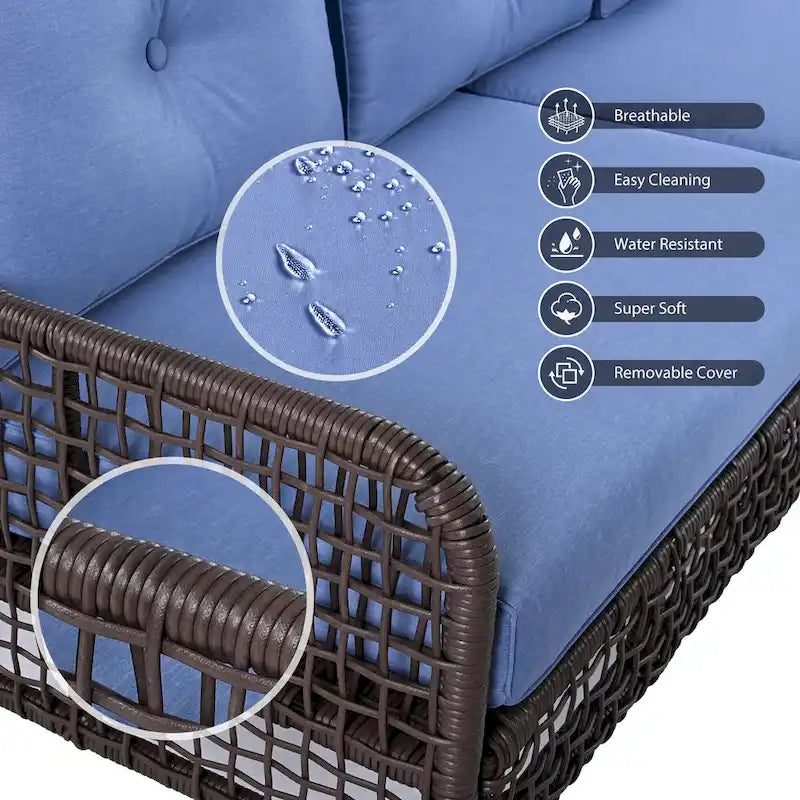 Ensemble de mobilier de patio 4 pièces en résine tressée de 72,1 pouces de large avec fauteuils pivotants