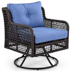 Ensemble de mobilier de patio 4 pièces en résine tressée de 72,1 pouces de large avec fauteuils pivotants