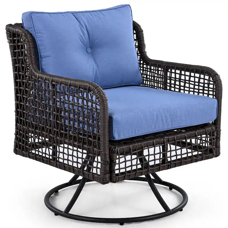 Ensemble de mobilier de patio 4 pièces en résine tressée de 72,1 pouces de large avec fauteuils pivotants