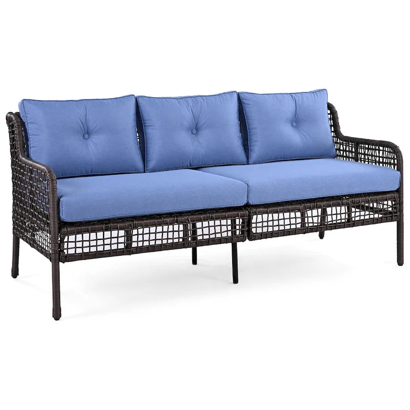 Ensemble de mobilier de patio 4 pièces en résine tressée de 72,1 pouces de large avec fauteuils pivotants
