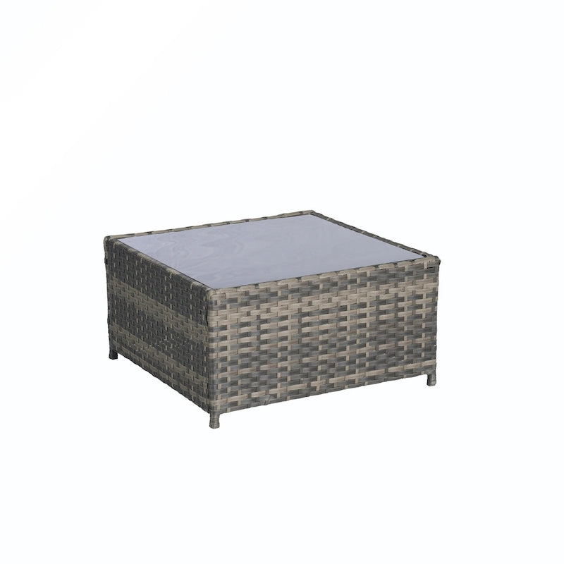 Ensemble de conversion en rotin 6 pièces avec table en verre