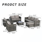 Ensemble de conversion en rotin 6 pièces avec table en verre