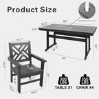Ensemble de mobilier de jardin 5 pièces en PEHD pour 4 personnes