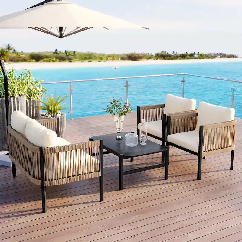 Ensemble canapé d'extérieur multi-places avec table
