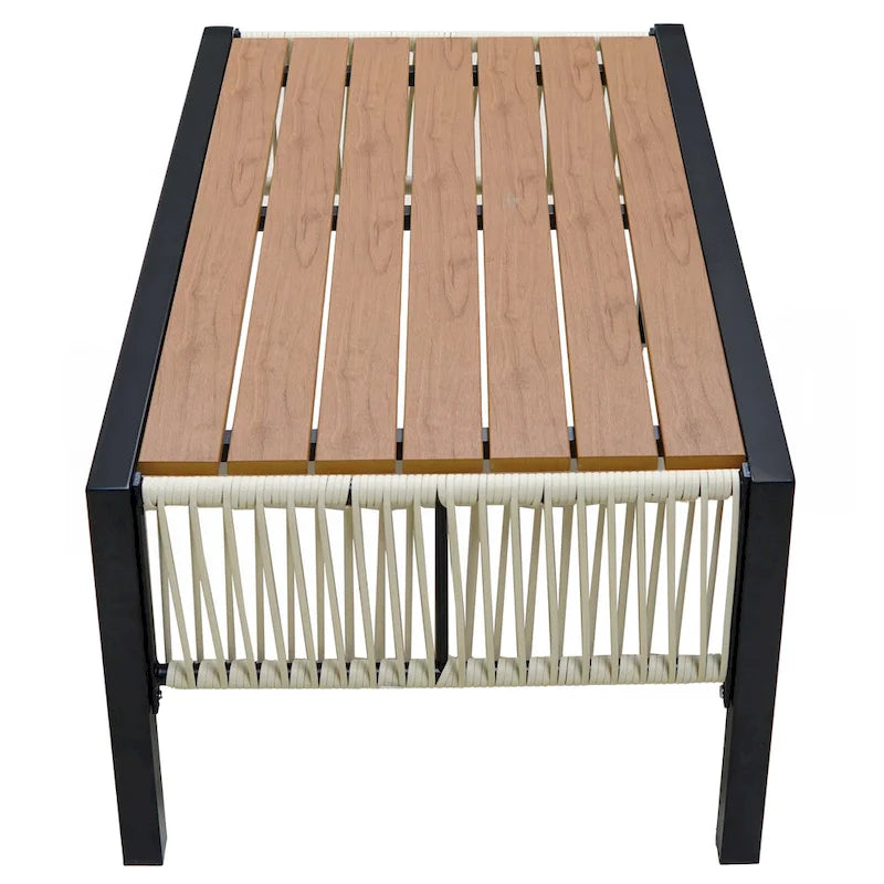 Ensemble canapé d'extérieur en fer pour plusieurs personnes avec table