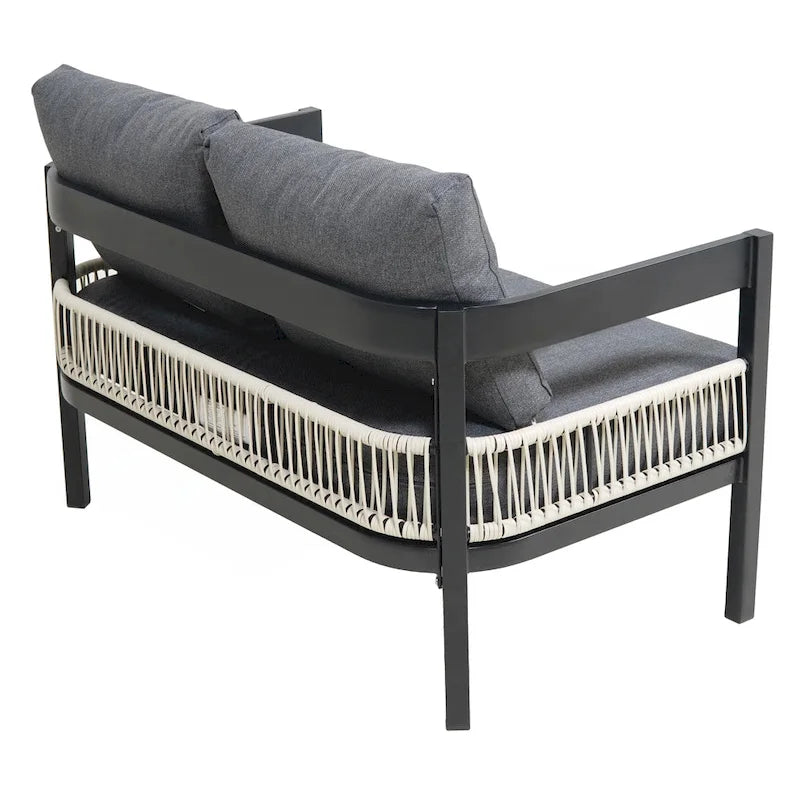 Ensemble canapé d'extérieur en fer pour plusieurs personnes avec table