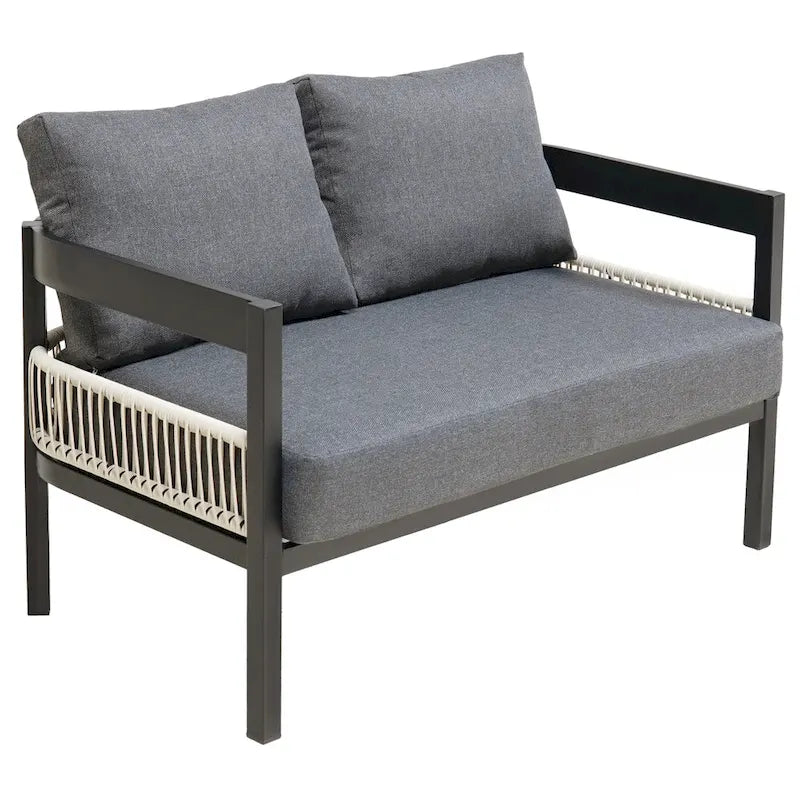 Ensemble canapé d'extérieur en fer pour plusieurs personnes avec table