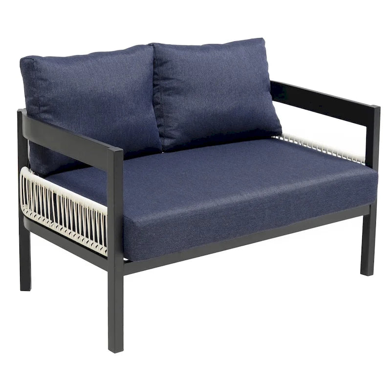 Ensemble canapé d'extérieur en fer pour plusieurs personnes avec table