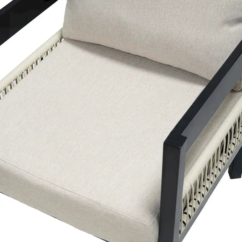 Ensemble canapé d'extérieur en fer pour plusieurs personnes avec table