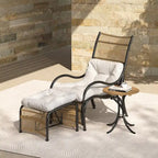 Ensemble de mobilier de jardin Roomfitters 3 pièces en résine tressée avec fauteuil, pouf et coussins pour terrasse ou jardin.