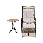 Ensemble de mobilier de jardin Roomfitters 3 pièces en résine tressée avec fauteuil, pouf et coussins pour terrasse ou jardin.