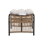 Ensemble de mobilier de jardin Roomfitters 3 pièces en résine tressée avec fauteuil, pouf et coussins pour terrasse ou jardin.