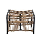 Ensemble de mobilier de jardin Roomfitters 3 pièces en résine tressée avec fauteuil, pouf et coussins pour terrasse ou jardin.