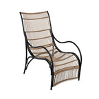 Ensemble de mobilier de jardin Roomfitters 3 pièces en résine tressée avec fauteuil, pouf et coussins pour terrasse ou jardin.