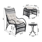 Ensemble de mobilier de jardin Roomfitters 3 pièces en résine tressée avec fauteuil, pouf et coussins pour terrasse ou jardin.
