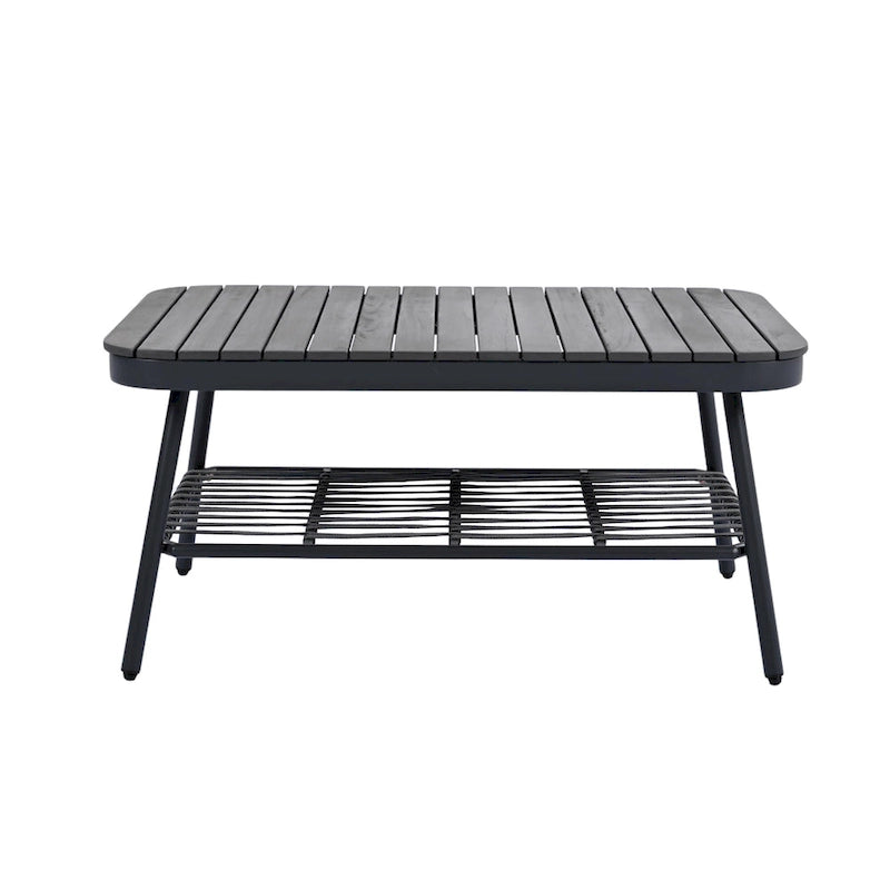 Ensemble de conversation extérieur Roomfitters 4 pièces avec dossier en corde tressée, coussins et chaises à structure métallique