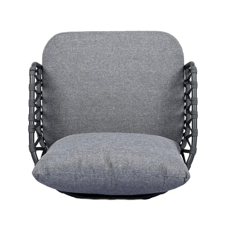 Ensemble de conversation extérieur Roomfitters 4 pièces avec dossier en corde tressée, coussins et chaises à structure métallique