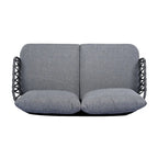 Ensemble de conversation extérieur Roomfitters 4 pièces avec dossier en corde tressée, coussins et chaises à structure métallique