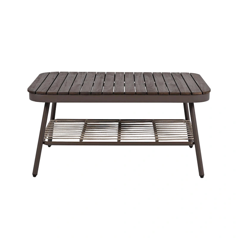 Ensemble de conversation extérieur Roomfitters 4 pièces avec dossier en corde tressée, coussins et chaises à structure métallique