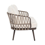 Ensemble de conversation extérieur Roomfitters 4 pièces avec dossier en corde tressée, coussins et chaises à structure métallique