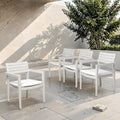 Ensemble de 4 chaises de jardin fixes en aluminium, coussins Sunbrella résistants aux intempéries, pieds fuselés