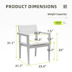 Ensemble de 4 chaises de jardin fixes en aluminium, coussins Sunbrella résistants aux intempéries, pieds fuselés