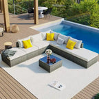 Ensemble de canapés d'angle modulaires en résine tressée 8 pièces avec table basse